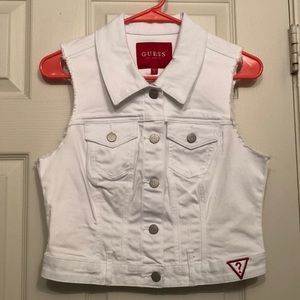 AUTHENTIC GUESS WHITE DENIM VEST!